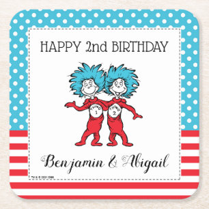 Dessous-de-verre Carré En Papier Chose Un Chose Deux Anniversaire de Jumeaux