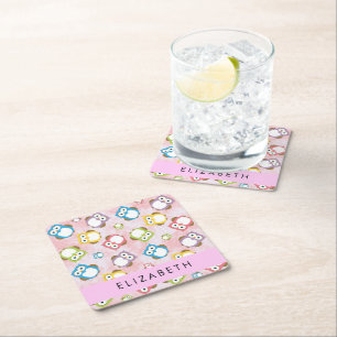 Dessous-de-verre Carré En Papier Chouettes mignonnes, Chouette Motif, Chouettes col