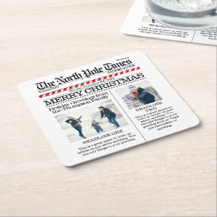 Dessous-de-verre Carré En Papier Christmas Cute Photo Collage Simple Journal