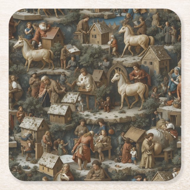 Dessous-de-verre Carré En Papier Christmas Pattern  Paper Coaster (Devant)