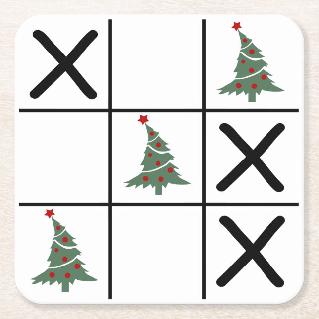 Dessous-de-verre Carré En Papier Christmas Tic Tac Toe (Devant)
