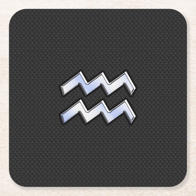 Dessous-de-verre Carré En Papier Chrome comme Aquarius Zodiac Symbole sur serpent (Devant)