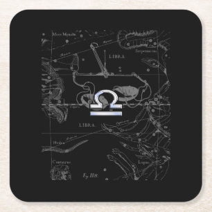 Dessous-de-verre Carré En Papier Chrome comme Libra Zodiac Connexion Hevelius