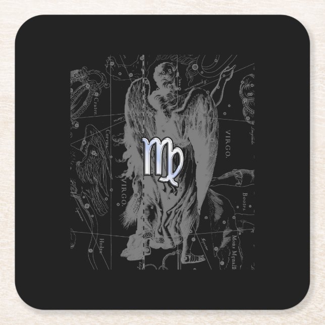 Dessous-de-verre Carré En Papier Chrome comme Virgo Zodiac Connexion Hevelius en no (Devant)