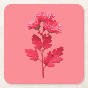 Dessous-de-verre Carré En Papier Chrysanthème rose