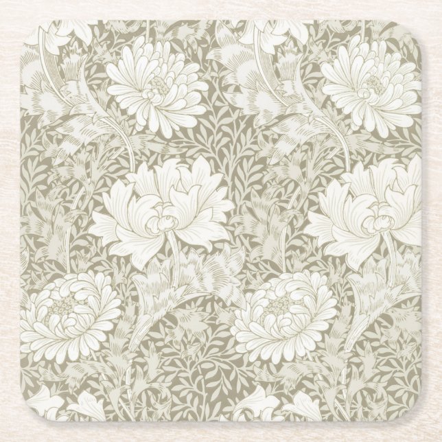 Dessous-de-verre Carré En Papier Chrysanthemum Ivory, William Morris (Devant)