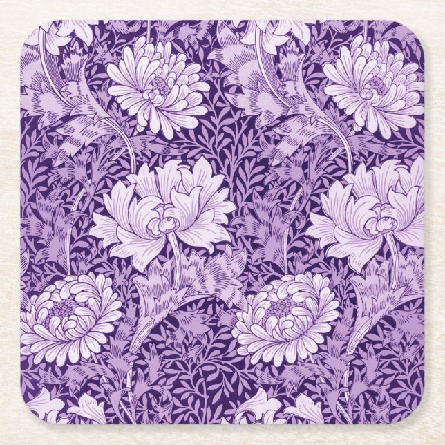 Dessous-de-verre Carré En Papier Chrysanthemum Purple, William Morris (Devant)