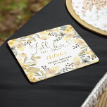 Dessous-de-verre Carré En Papier Chute d'amour boho floral automne chic douche nupt<br><div class="desc">Chute d'amour boho floral automne chic dessous de verre de douche nuptiale avec joli cadre vert,  jaune,  moutarde et kaki fleurs avec feuillage et eucalyptus. Un boho inspiré automne thème de la douche nuptiale avec une typographie de script du coeur moderne.</div>