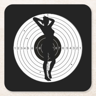 Dessous-de-verre Carré En Papier Cible avec fille - Dessous de verre