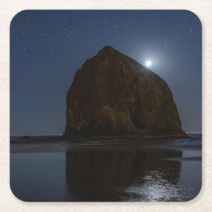 Dessous-de-verre Carré En Papier Cieux au-dessus de Haystack Rock Cannon Beach, O