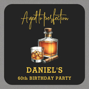 Dessous-de-verre Carré En Papier Cigare et Whisky Aged to Perfection 60e Anniversai