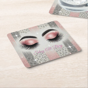 Dessous-de-verre Carré En Papier Cils scintillants rose glamour 