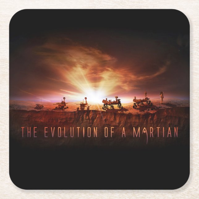 Dessous-de-verre Carré En Papier Cinq rovers Mars réussis (Devant)