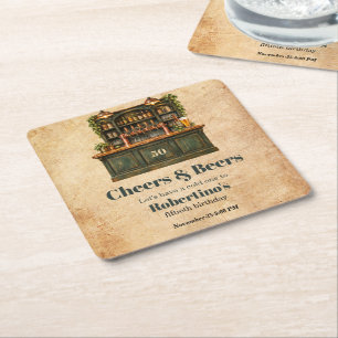 Dessous-de-verre Carré En Papier Cinquantième anniversaire Pub Cheers & Beer pour h