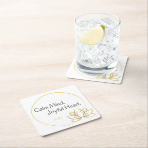Dessous-de-verre Carré En Papier Citation de Bouddha Coeur joyeux et calme