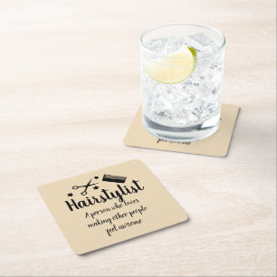 Dessous-de-verre Carré En Papier Citation de coiffeur Drôle Etoiles de coiffeur