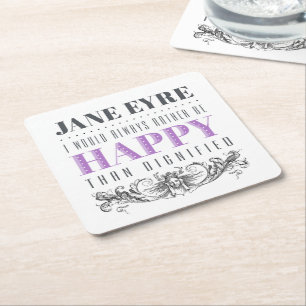 Dessous-de-verre Carré En Papier Citation De Jane Eyre - Je Préférerais Toujours Êt