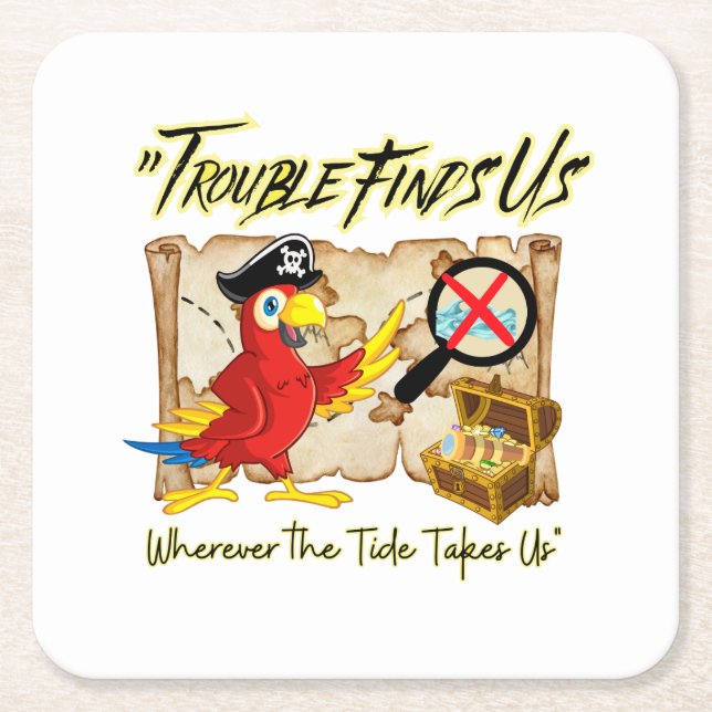 Dessous-de-verre Carré En Papier citation de perroquet de pirates (Devant)