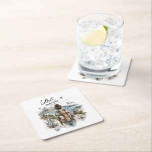 Dessous-de-verre Carré En Papier Citation de voyage : Collectionnez les moments et