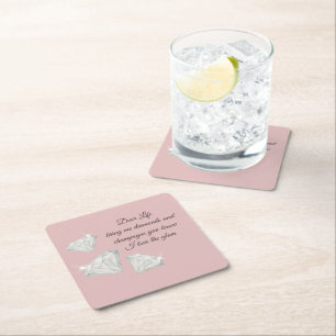 Dessous-de-verre Carré En Papier Citation Diamants & Champagne – Édition Cher La Vi