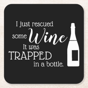 Dessous-de-verre Carré En Papier Citation drôle d'amateur de vin Humour Cuisine
