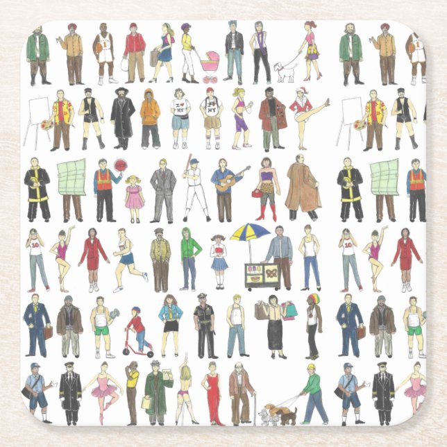 Dessous-de-verre Carré En Papier Citoyens de New York (Devant)