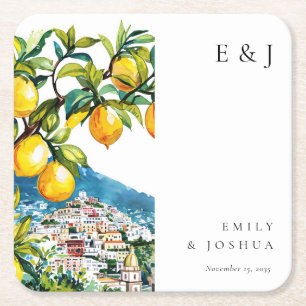 Dessous-de-verre Carré En Papier Citron Citrus Côte Amalfi Mariage italien