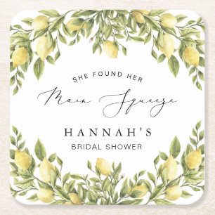 Dessous-de-verre Carré En Papier Citron jaune Sorrento Fête des mariées méditerrané