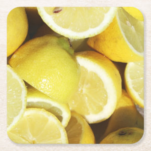 Dessous-de-verre Carré En Papier Citrons jaune