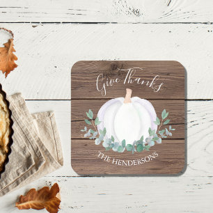 Dessous-de-verre Carré En Papier Citrouille Barn Wood Thanksgiving