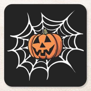 Dessous-de-verre Carré En Papier Citrouille et toile d'araignée Halloween, Annivers