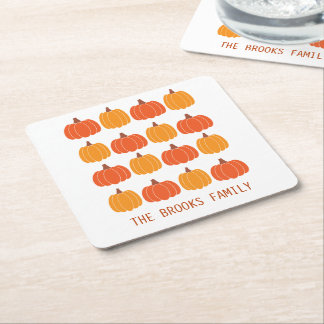 Dessous-de-verre Carré En Papier Citrouilles Mignonnes Famille Personnalisée Saison