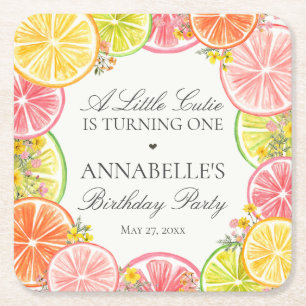 Dessous-de-verre Carré En Papier Citrus Floral Little Cutie Table d'anniversaire
