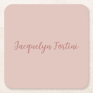Dessous-de-verre Carré En Papier Clair Elegant Rose Gold Calligraphie Nom du script