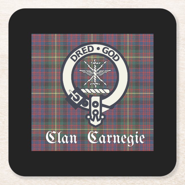 Dessous-de-verre Carré En Papier Clan Carnegie Crest Tartan (Devant)