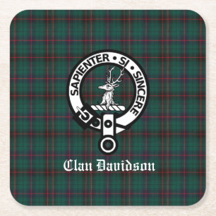 Dessous-de-verre Carré En Papier Clan Davidson Crest Badge et Tartan