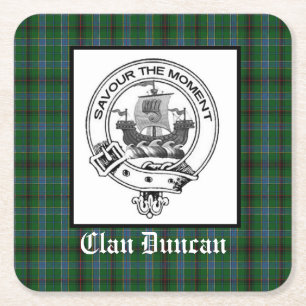 Dessous-de-verre Carré En Papier Clan Duncan Crest Badge et Tartan