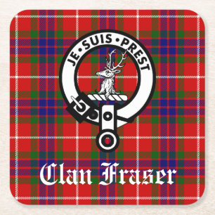Dessous-de-verre Carré En Papier Clan Fraser Crest Badge et Tartan