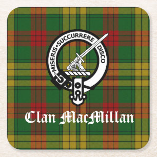 Dessous-de-verre Carré En Papier Clan MacMillan Crest Badge et Tartan