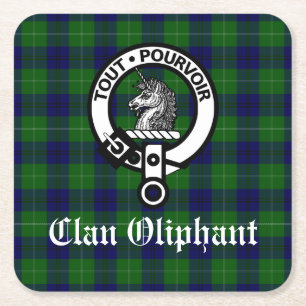 Dessous-de-verre Carré En Papier Clan Oliphant Crest Badge et Tartan