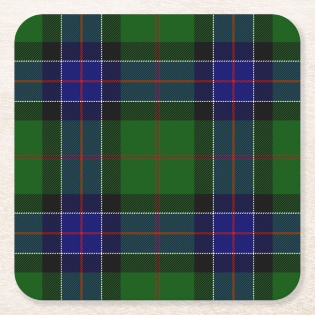 Dessous-de-verre Carré En Papier Clan Sinclair Chasse moderne Tartan (Devant)