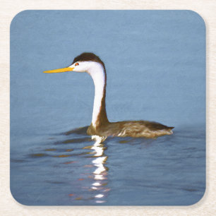 Dessous-de-verre Carré En Papier Clark's Grebe Painting - Art original pour les ois