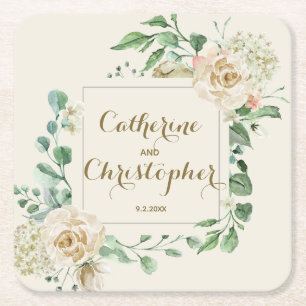 Dessous-de-verre Carré En Papier Classic Automne Boho hiver Mariage Floral