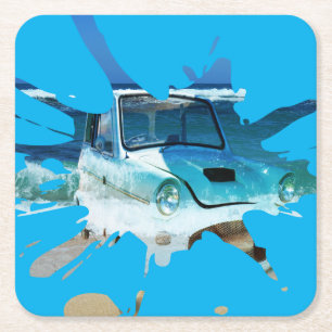 Dessous-de-verre Carré En Papier Classic Vintage Car Beachy Pop Art,