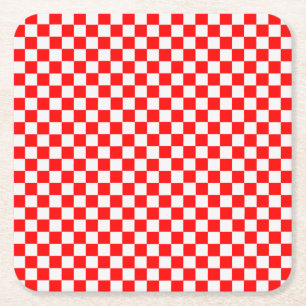 Dessous-de-verre Carré En Papier Classique Damier Rouge et Blanc par STaylor