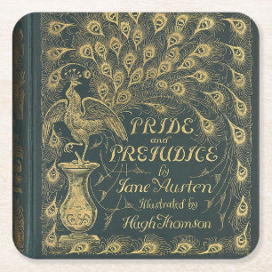 Dessous-de-verre Carré En Papier Classy Jane Austen Fierté et préjugé Couverture du