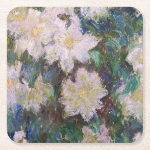 Dessous-de-verre Carré En Papier Claude Monet - Clématites blanches