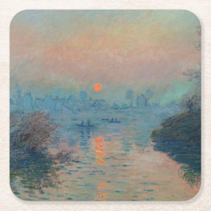 Dessous-de-verre Carré En Papier Claude Monet - Coucher de soleil sur la Seine à La