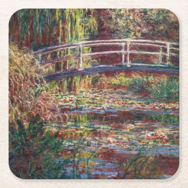Dessous-de-verre Carré En Papier Claude Monet - Eau Lily étang, Harmonie rose (Devant)