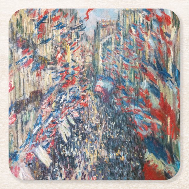 Dessous-de-verre Carré En Papier Claude Monet - La Rue Montorgueil - Paris (Devant)